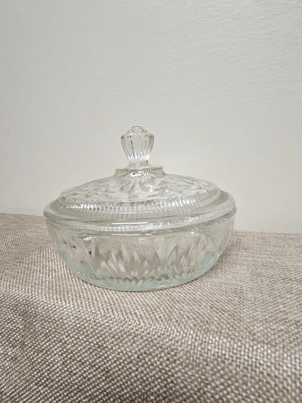 Vintage Avon Clear Glass Lidded Trinket Dish
